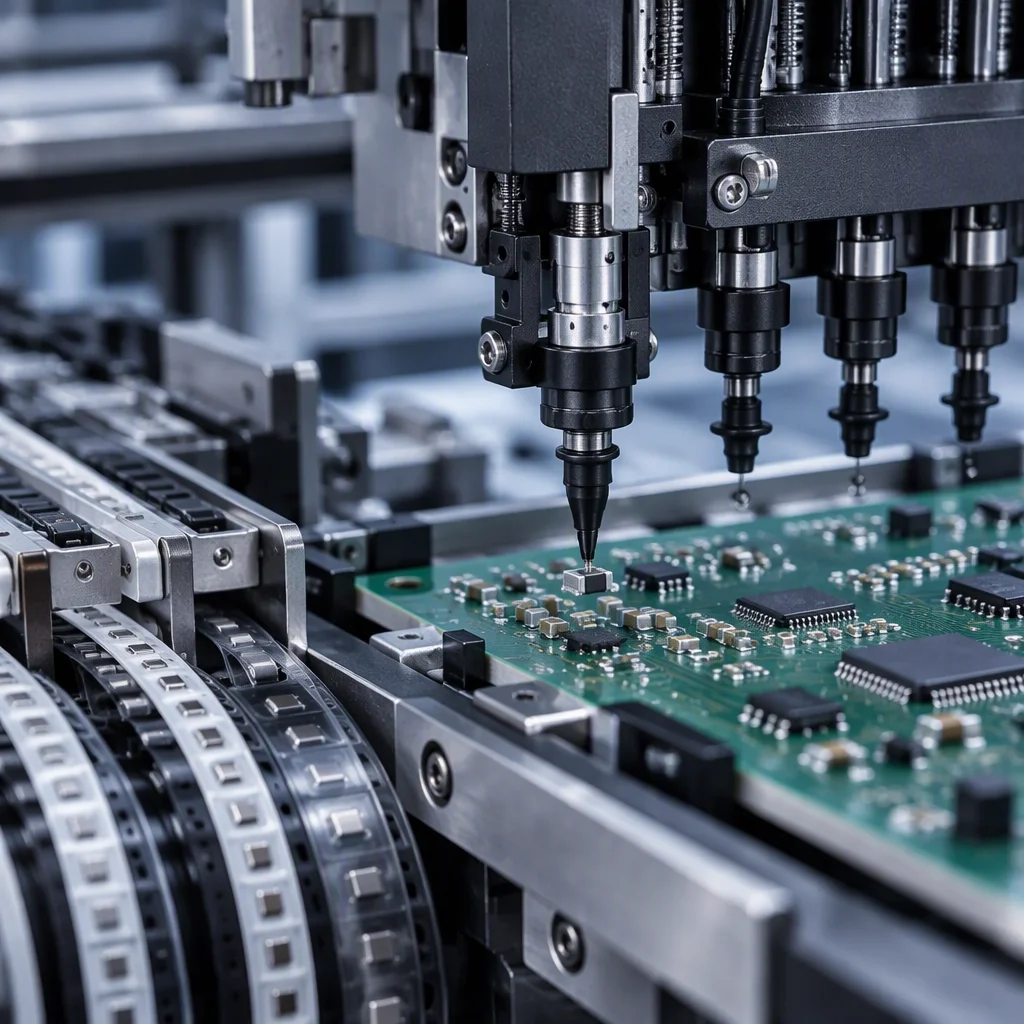 Automated SMT line with printer and placement machines