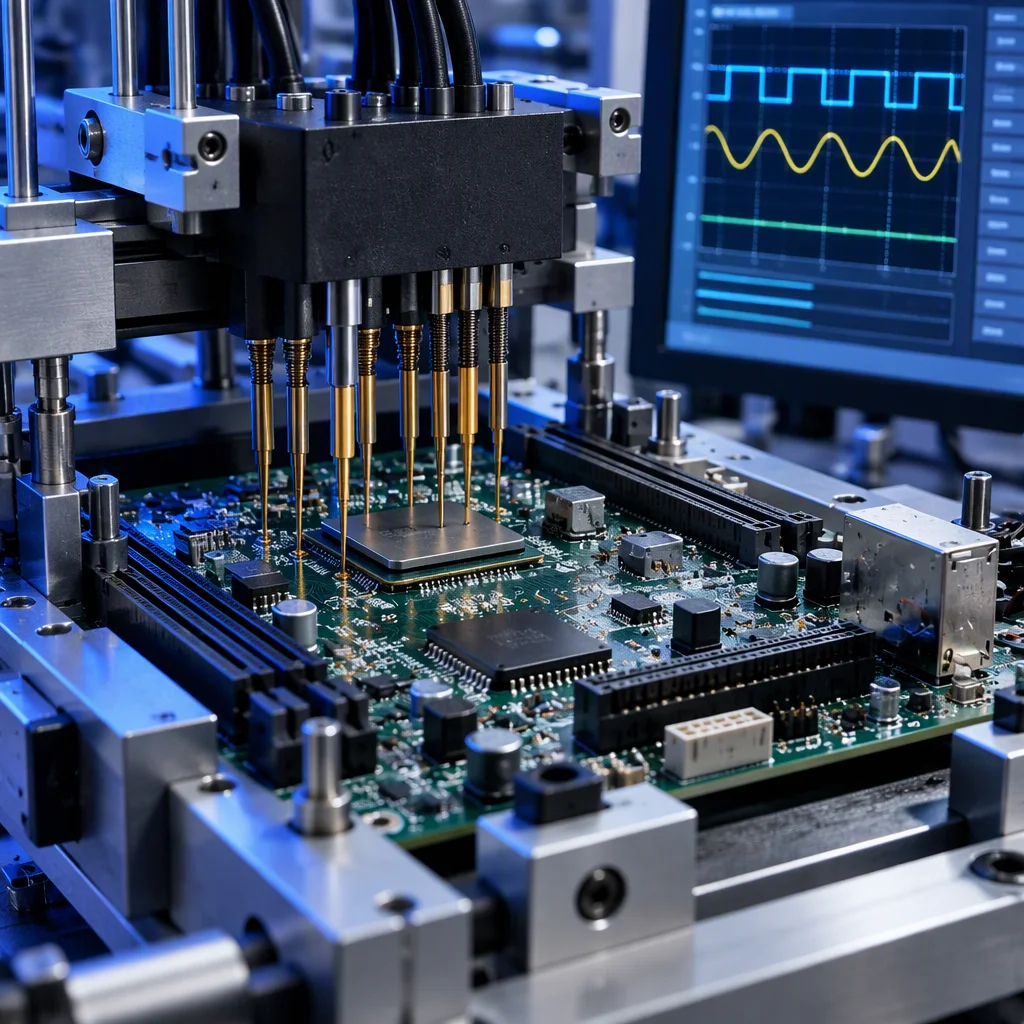 Functional test station with instruments and board stacks