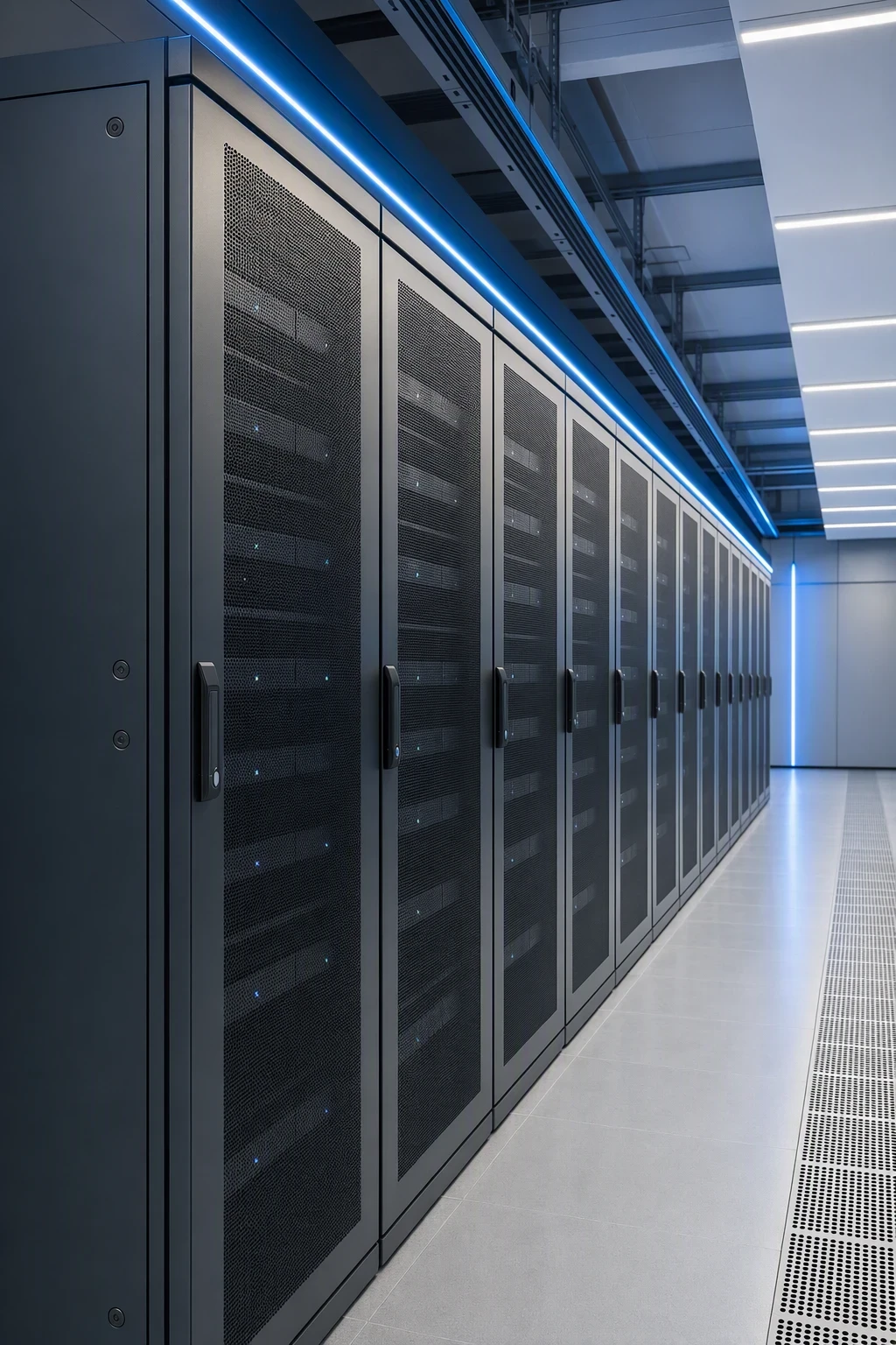 Edge computing cabinet with server hardware in a technical room