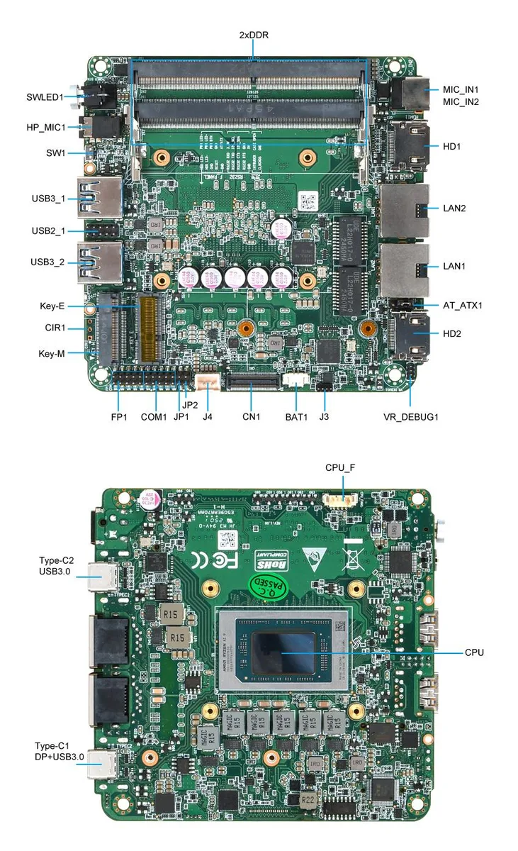 HK800CA industrial motherboard, detail view